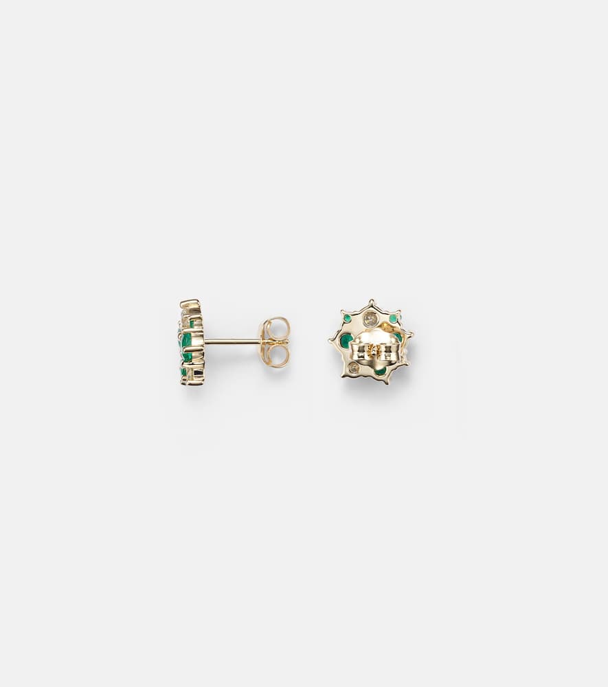 Cocktail 14kt gold earrings with emeralds and diamonds