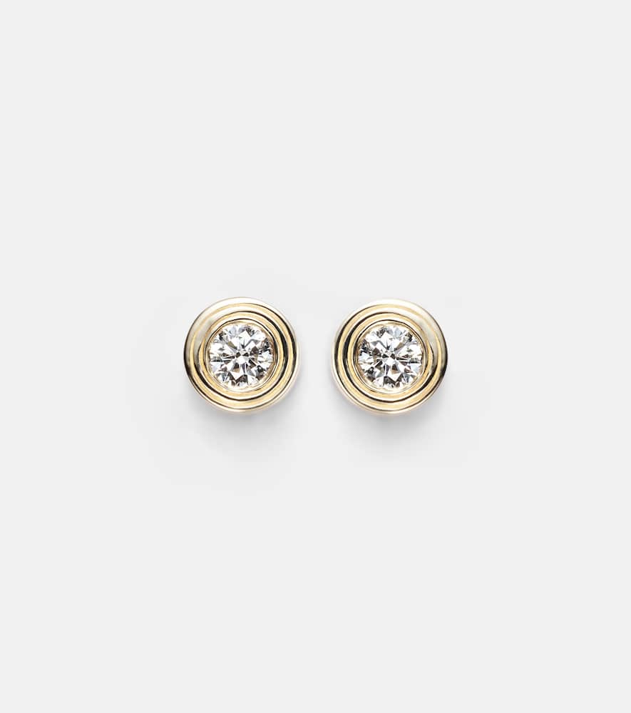Fluted 14kt gold earrings with diamonds