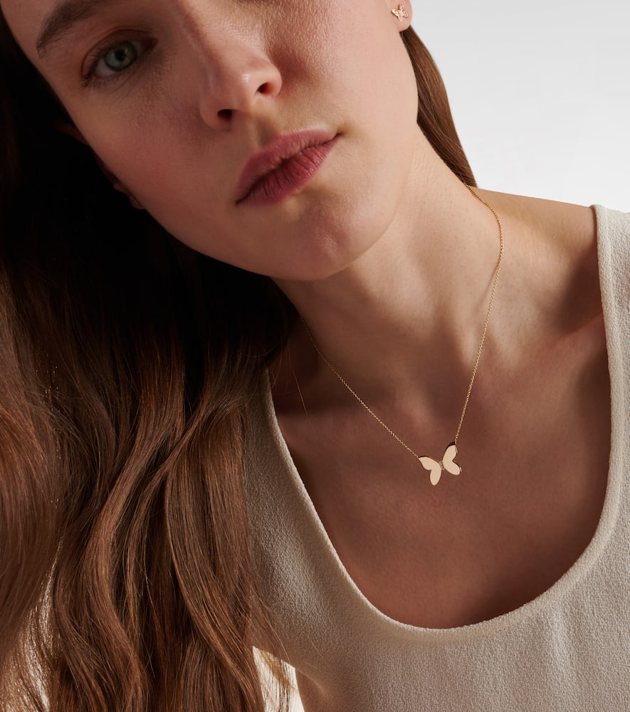 Butterfly 14kt gold necklace with diamonds