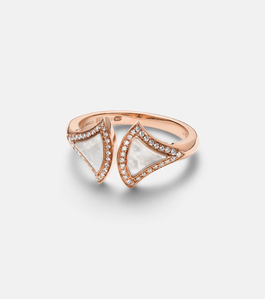 Divas' Dream 18kt rose gold ring with mother-of-pearl and diamonds