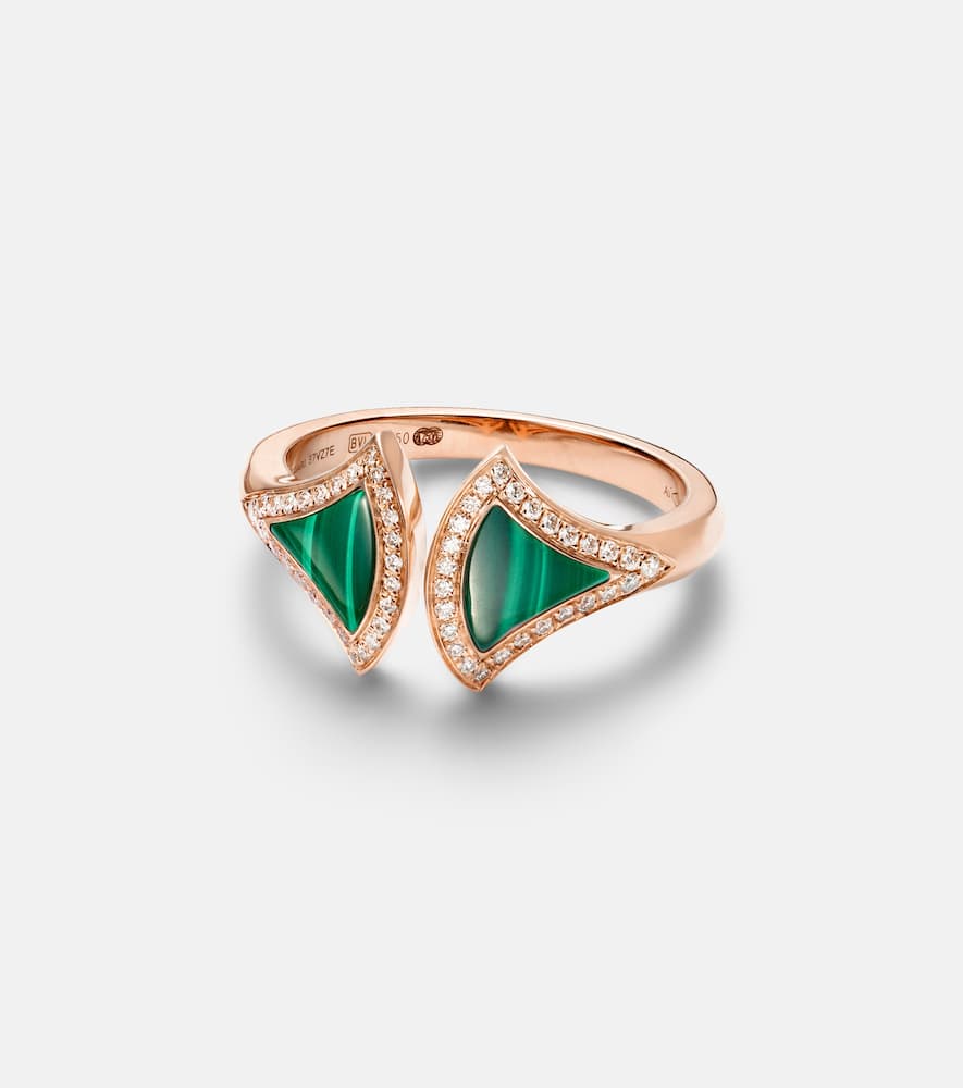 Divas' Dream 18kt rose gold ring with malachites and diamonds