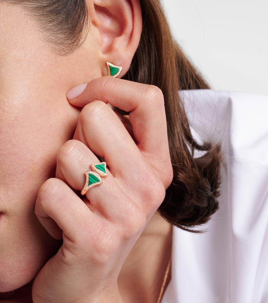 Divas' Dream 18kt rose gold ring with malachites and diamonds