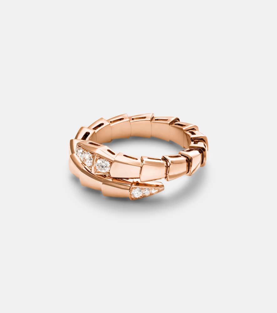 Serpenti Viper 18kt rose gold ring with diamonds