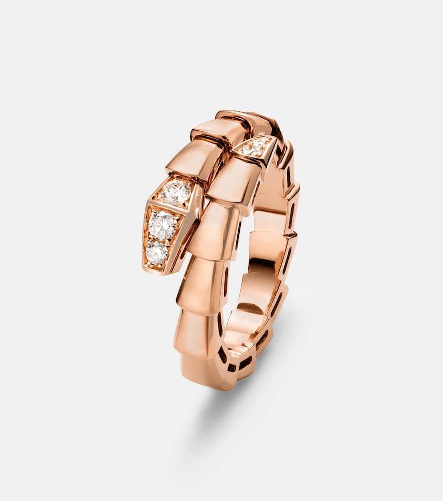 Serpenti Viper 18kt rose gold ring with diamonds