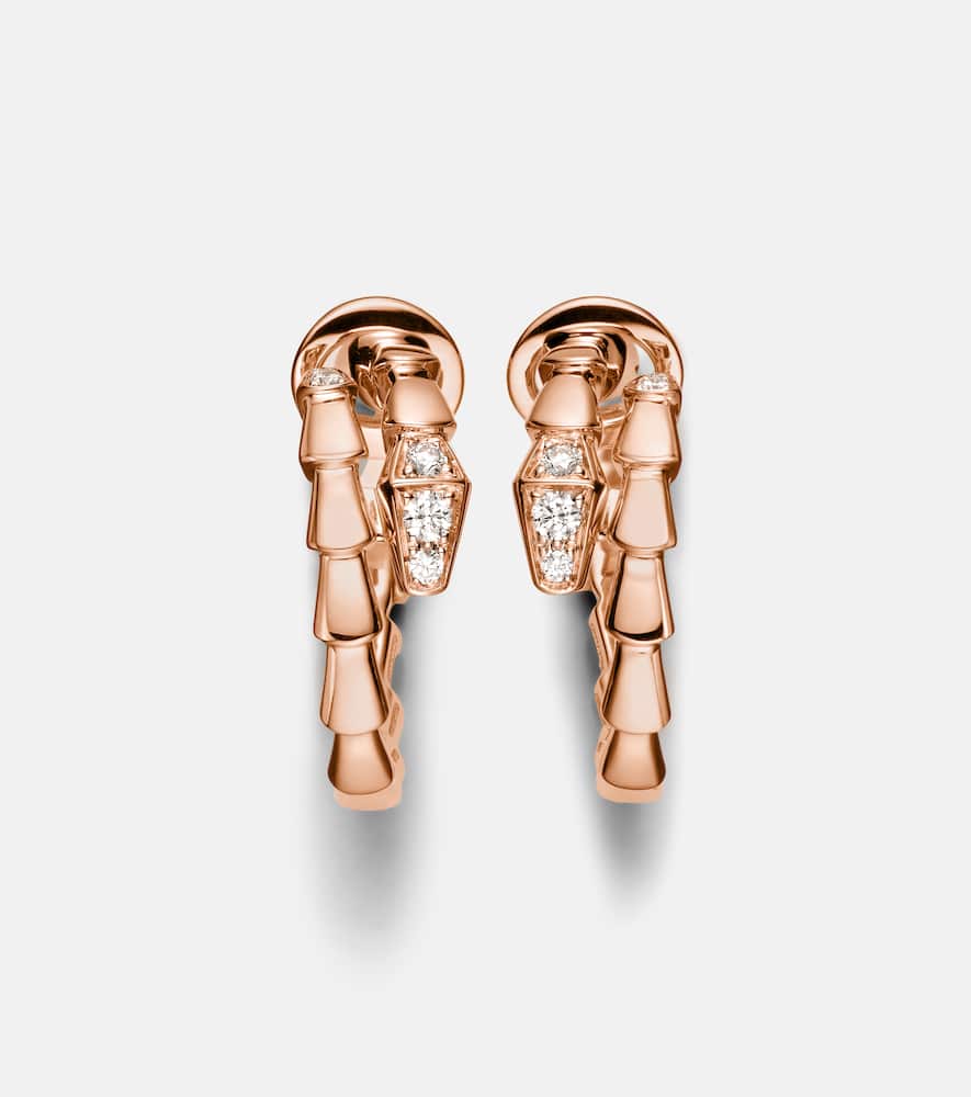 Serpenti Viper 18kt rose gold hoop earrings with diamonds