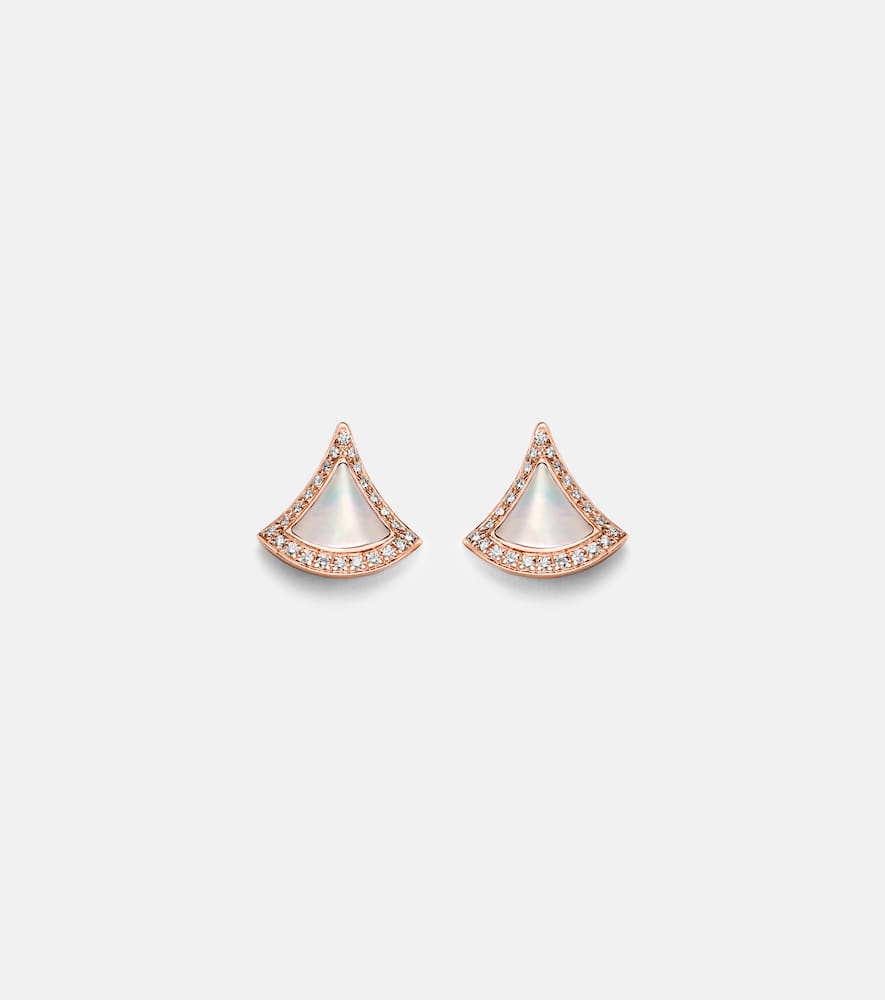 Divas' Dream 18kt rose gold earrings with mother-of-pearl and diamonds