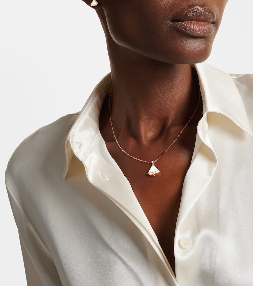 Divas' Dream 18kt rose gold necklace with mother-of-pearl diamonds