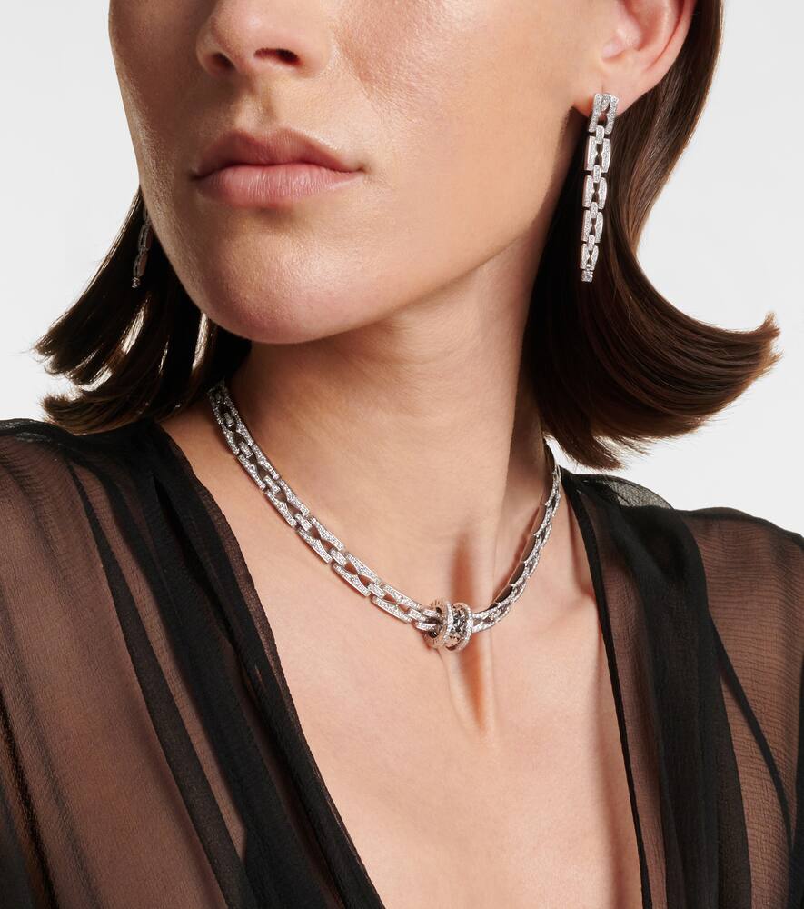 B.Zero1 18kt white gold drop earrings with diamonds