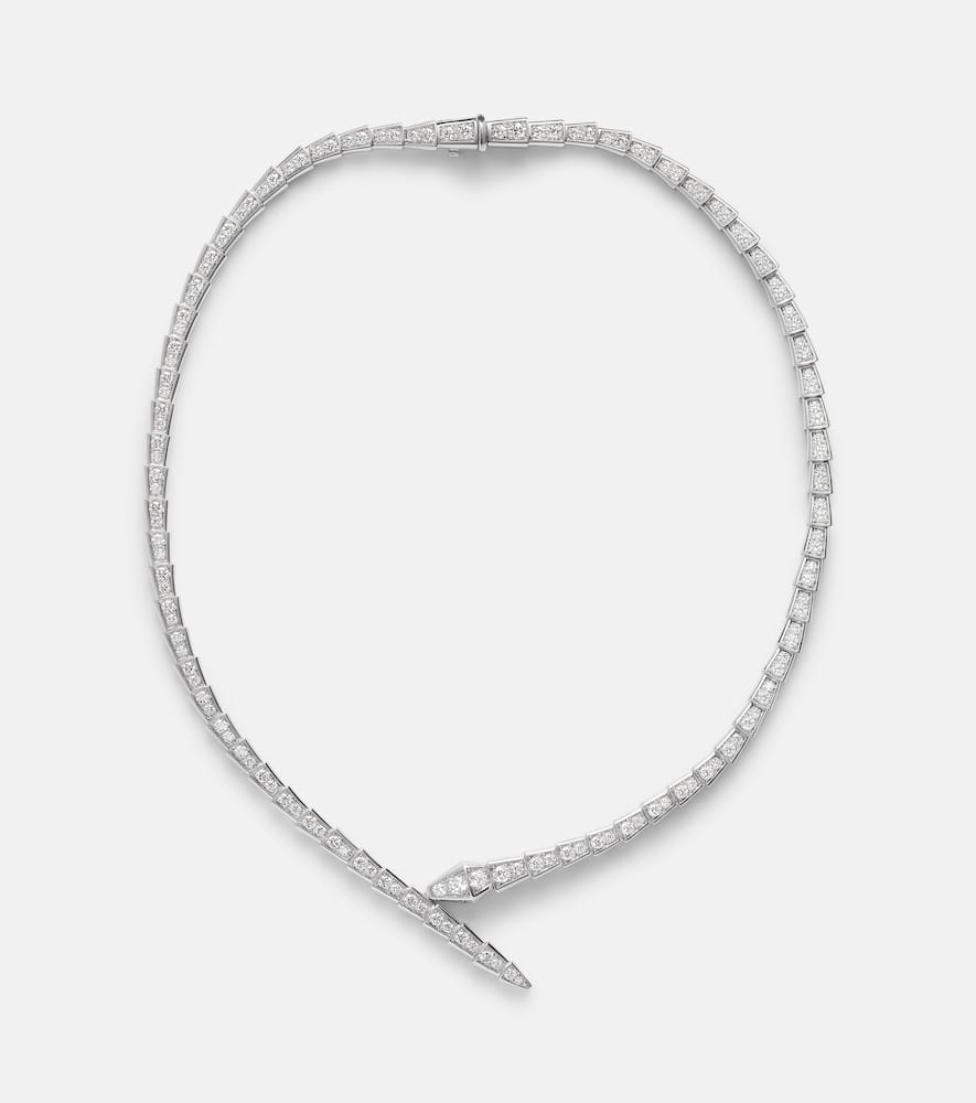 Serpenti Viper 18kt white gold necklace with diamonds