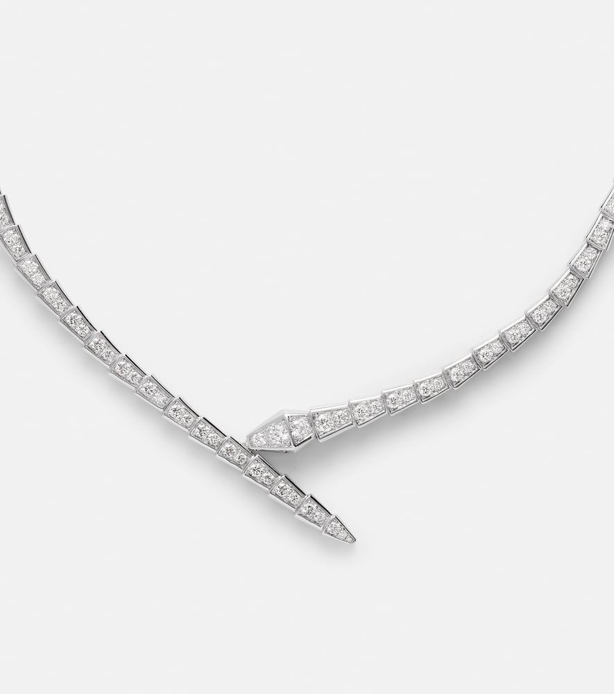 Serpenti Viper 18kt white gold necklace with diamonds