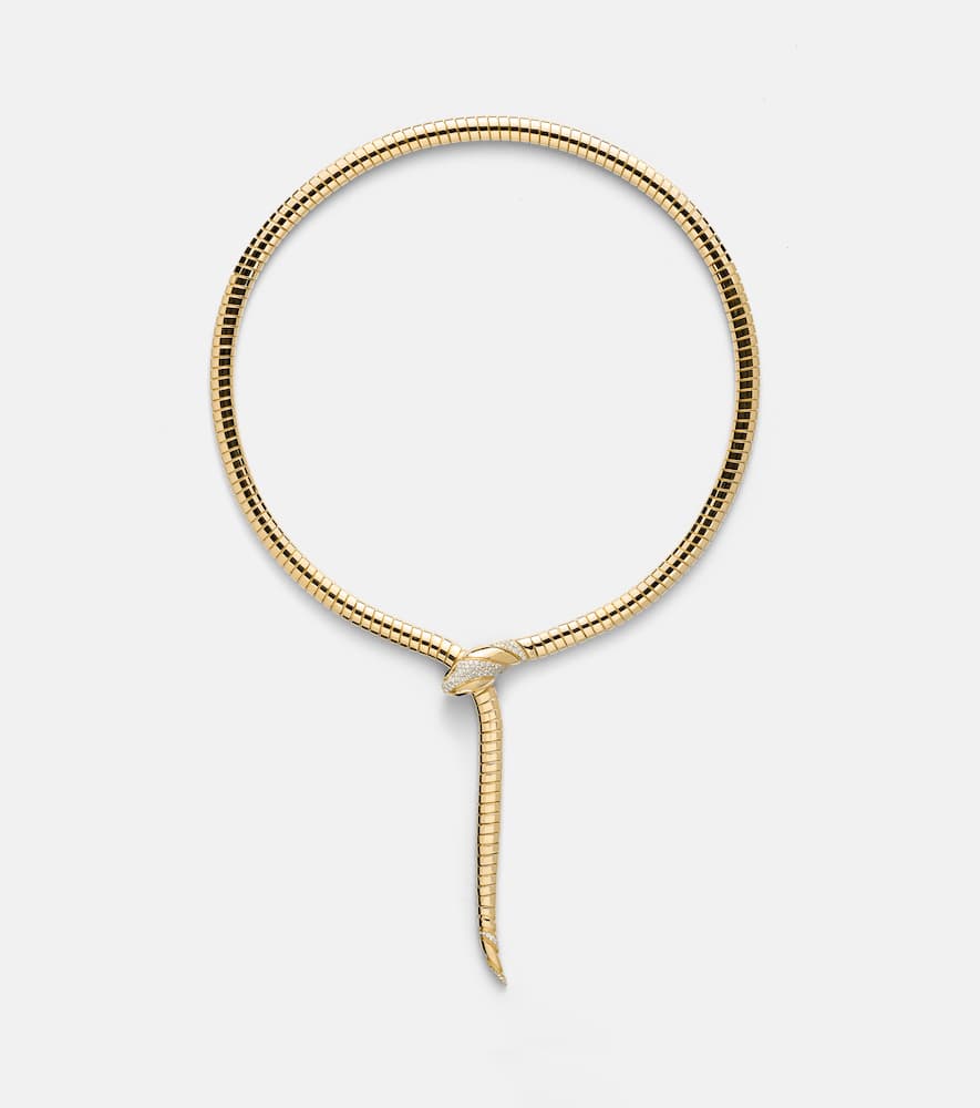 Serpenti Tubogas 18kt gold necklace with diamonds and onyx