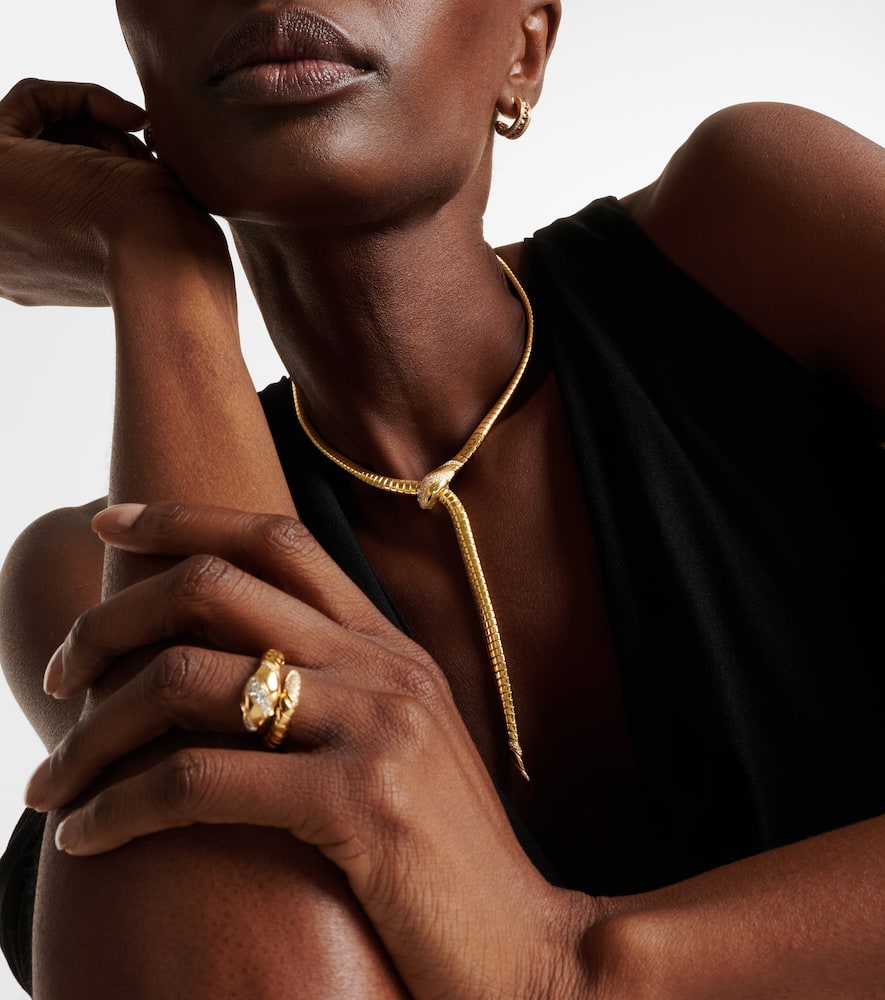 Serpenti Tubogas 18kt gold necklace with diamonds and onyx