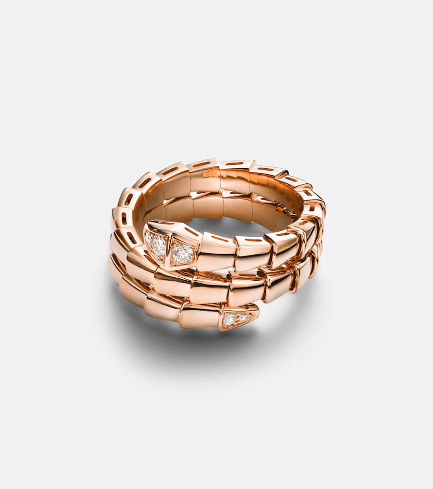 Serpenti Viper 18kt rose gold ring with diamonds
