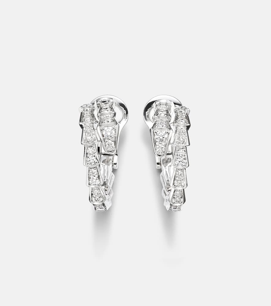 Serpenti Viper 18kt white gold hoop earrings with diamonds