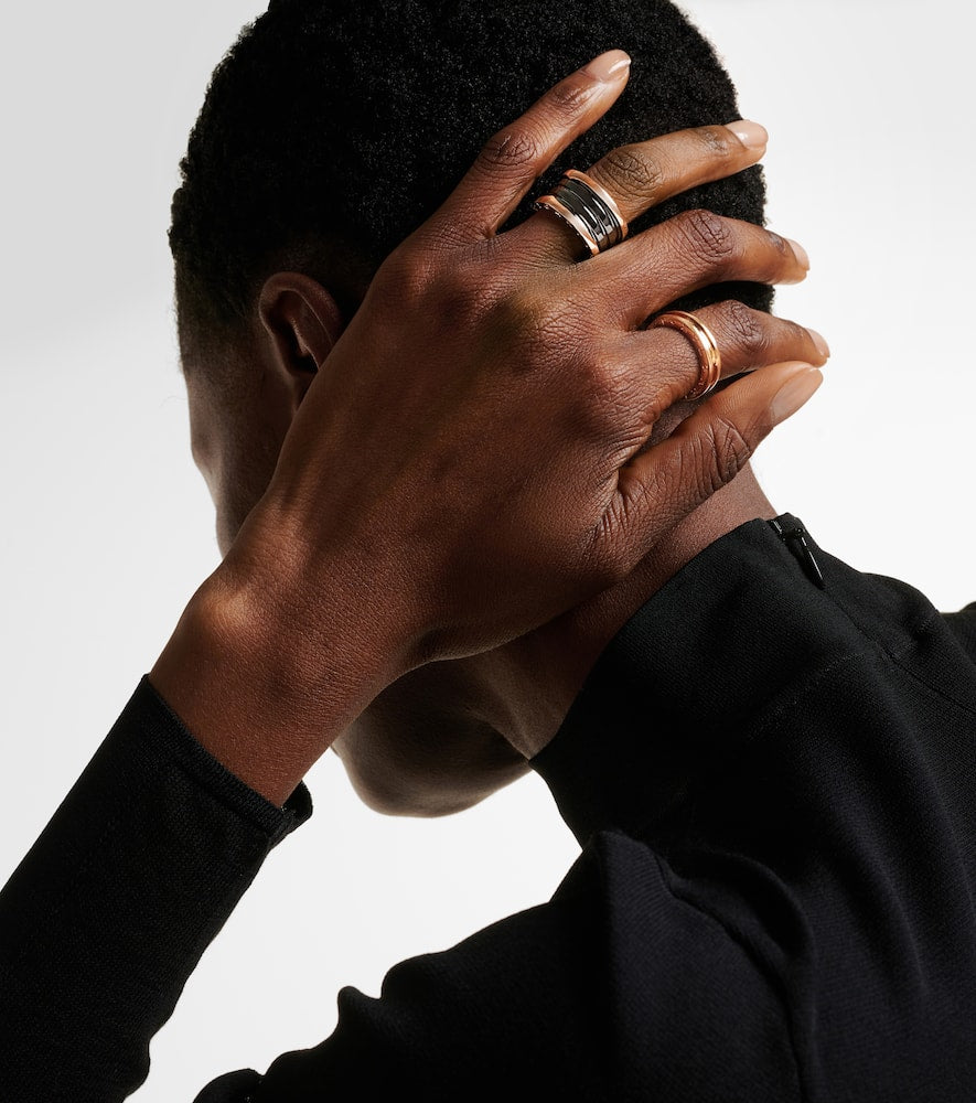B.zero1 18kt rose gold and ceramic ring