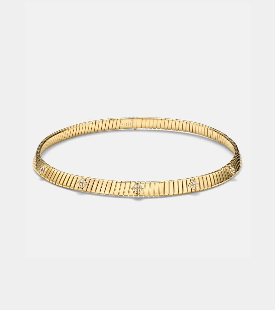 Tubogas 18kt gold choker with diamonds