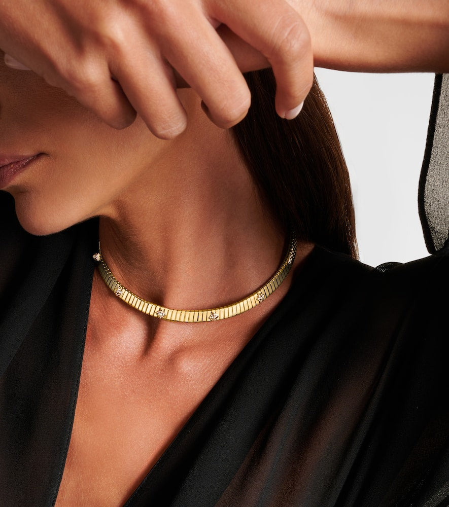 Tubogas 18kt gold choker with diamonds