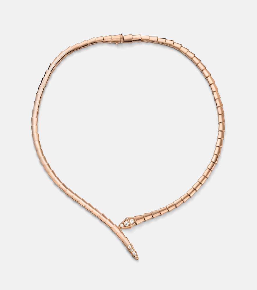 Serpenti Viper 18kt rose gold necklace with diamonds