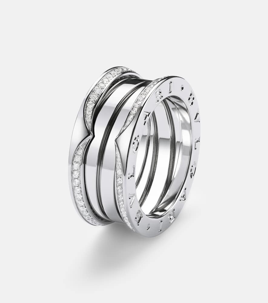B.zero1 18kt white gold ring with diamonds