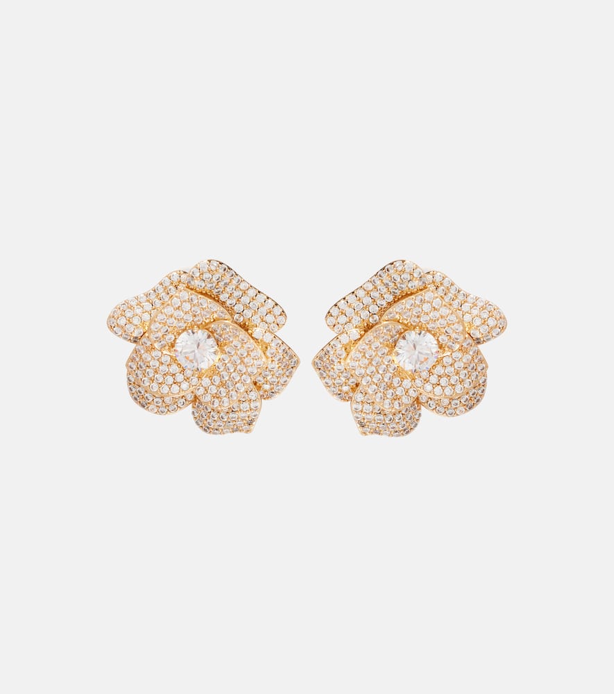 Crystal-embellished flower earrings