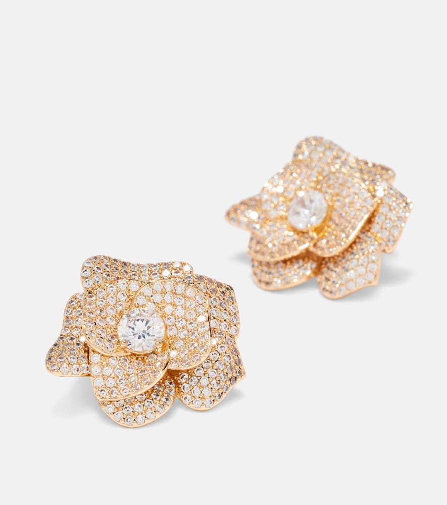 Crystal-embellished flower earrings