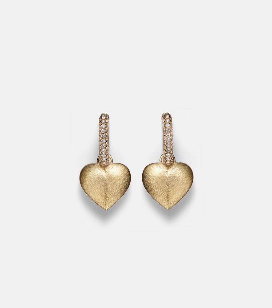 Heart 18kt gold earrings with diamonds
