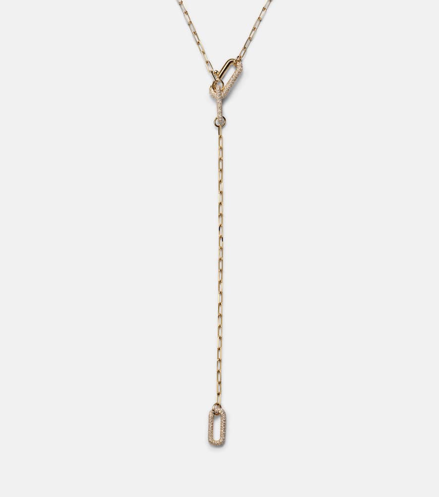 Cable Link 18kt gold chain necklace with diamonds