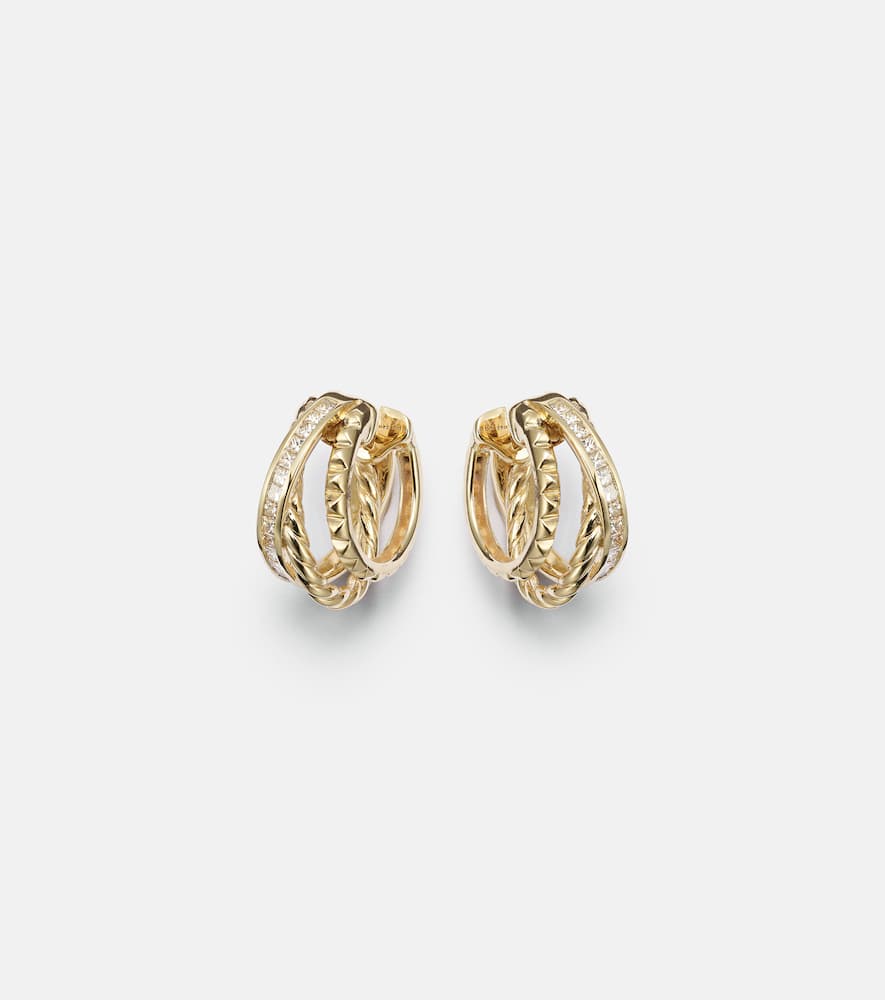 DY Crossover 18kt gold hoop earrings with diamonds