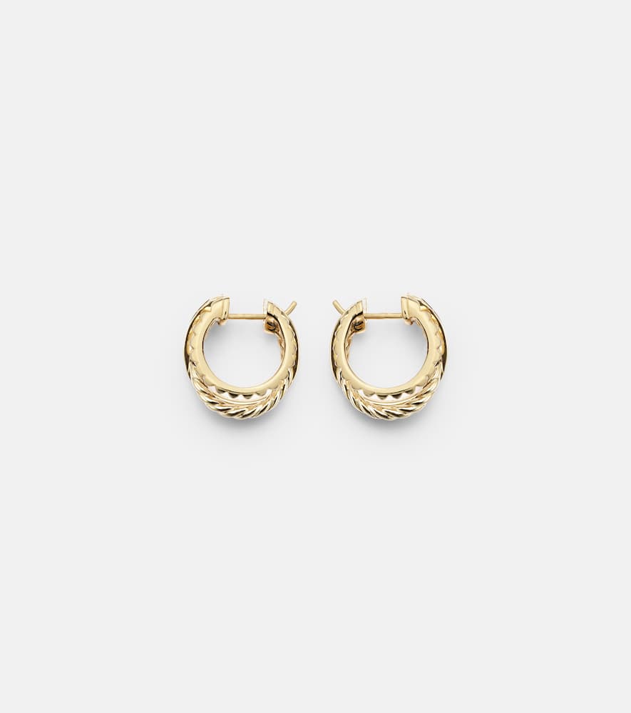 DY Crossover 18kt gold hoop earrings with diamonds