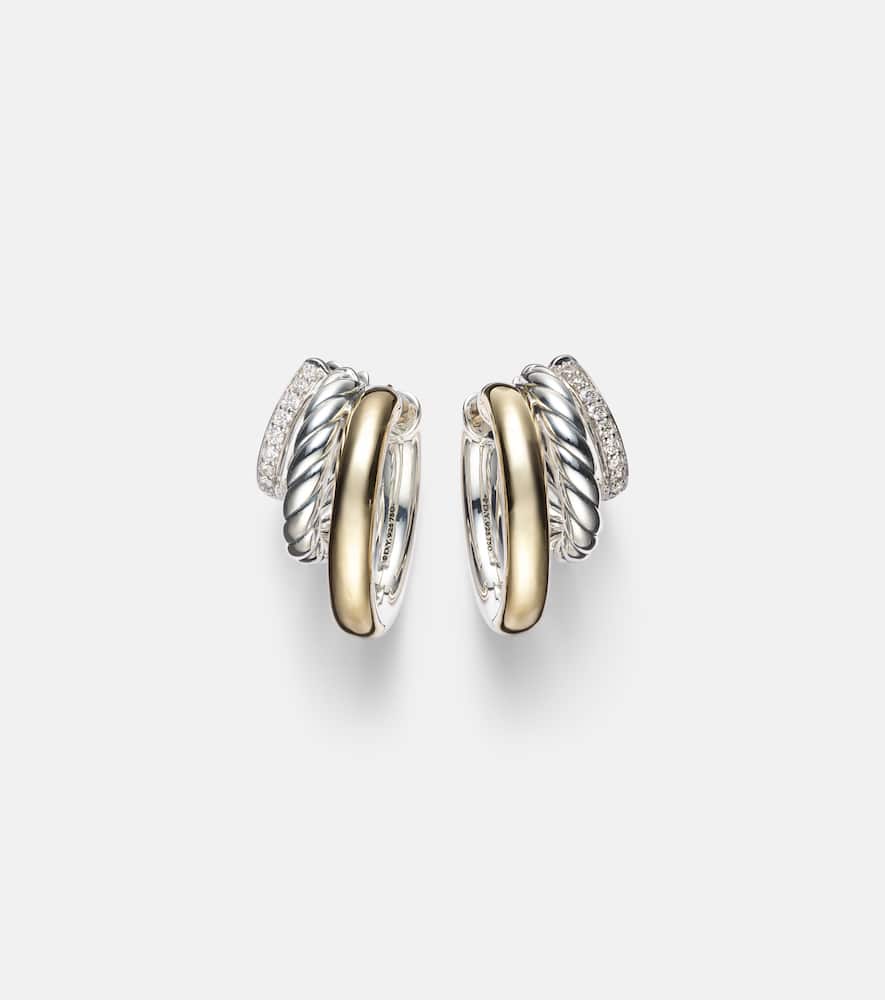DY Mercer 18kt gold and sterling silver hoop earrings with diamonds