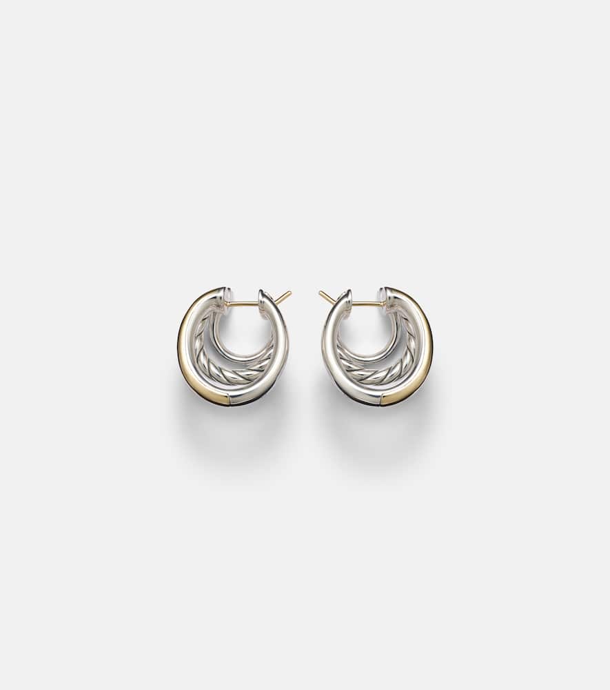 DY Mercer 18kt gold and sterling silver hoop earrings with diamonds