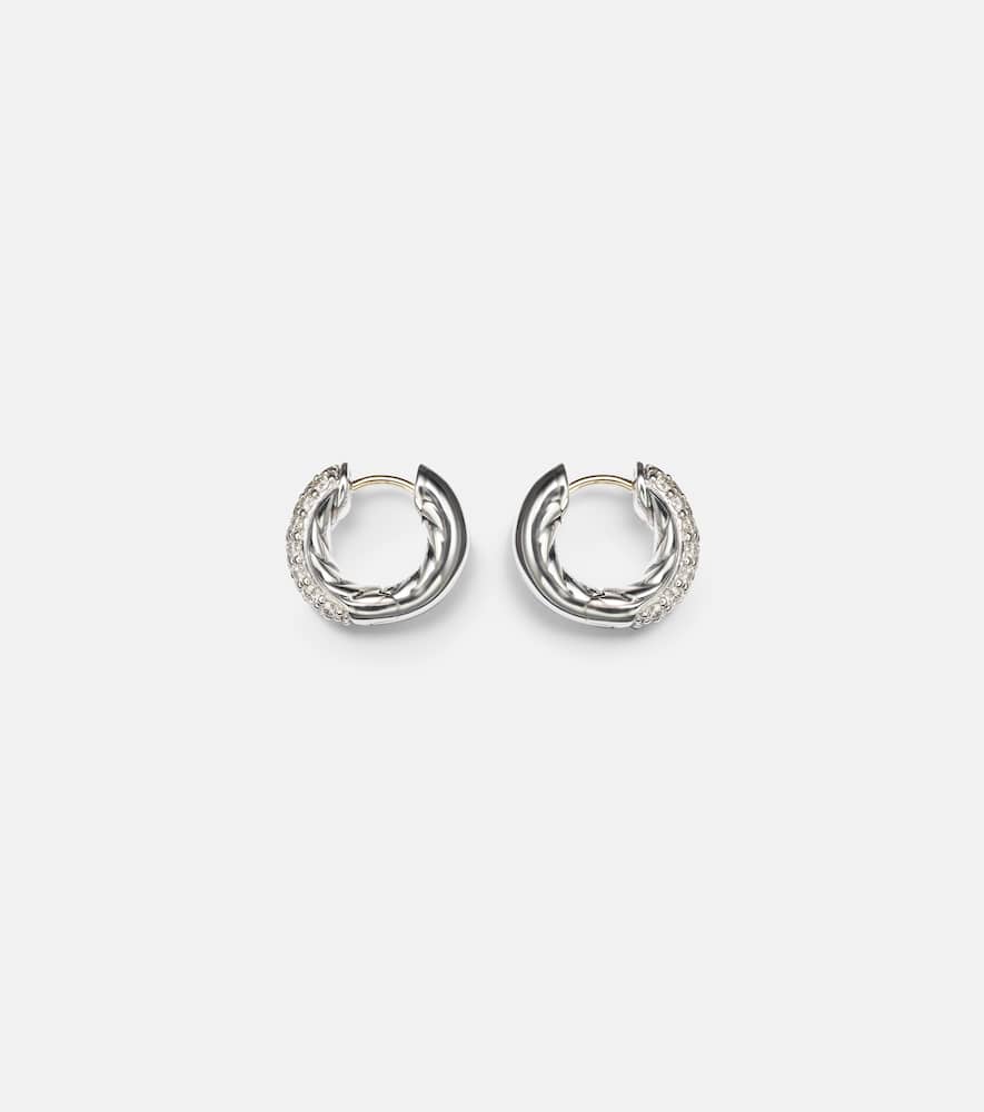 DY Mercer Micro sterling silver hoop earrings with diamonds