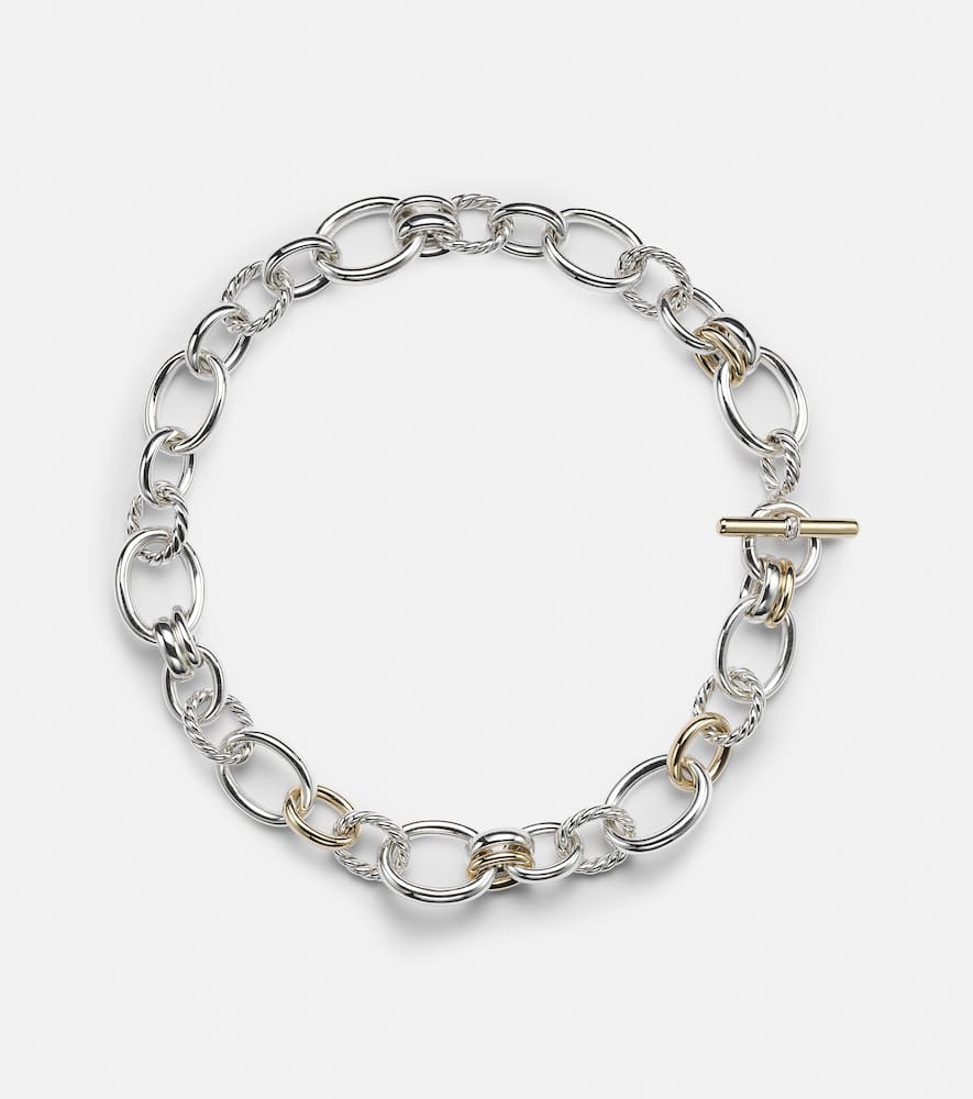 DY Mercer sterling silver and 18kt gold chain necklace with diamonds