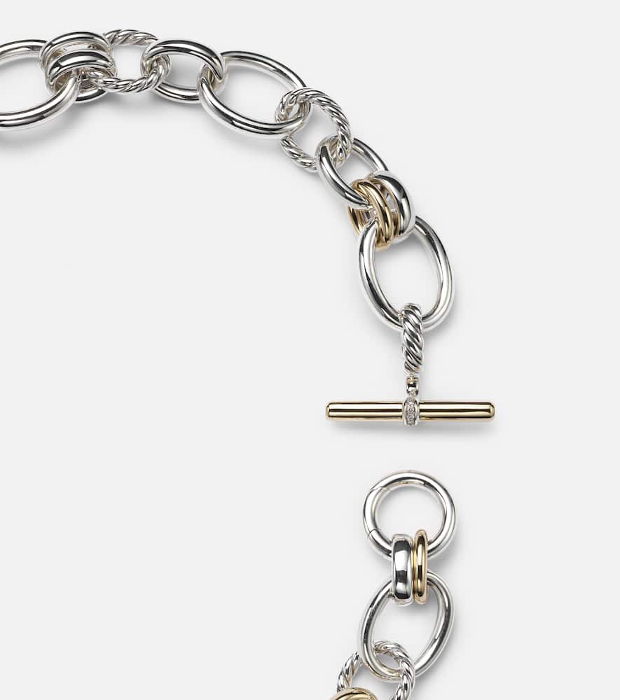 DY Mercer sterling silver and 18kt gold chain necklace with diamonds