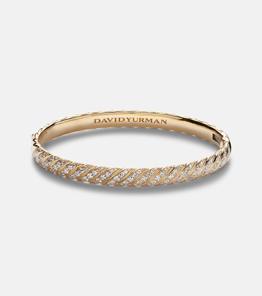 Sculpted Cable 18kt gold bangle with diamonds