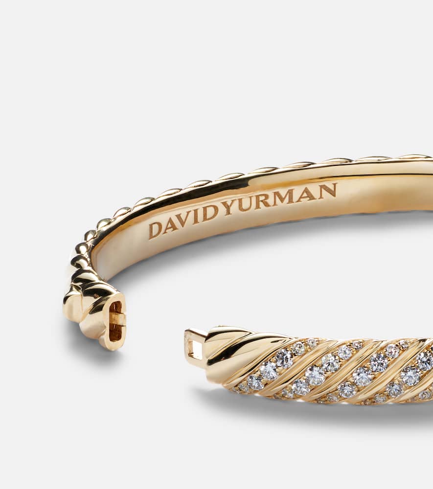 Sculpted Cable 18kt gold bangle with diamonds