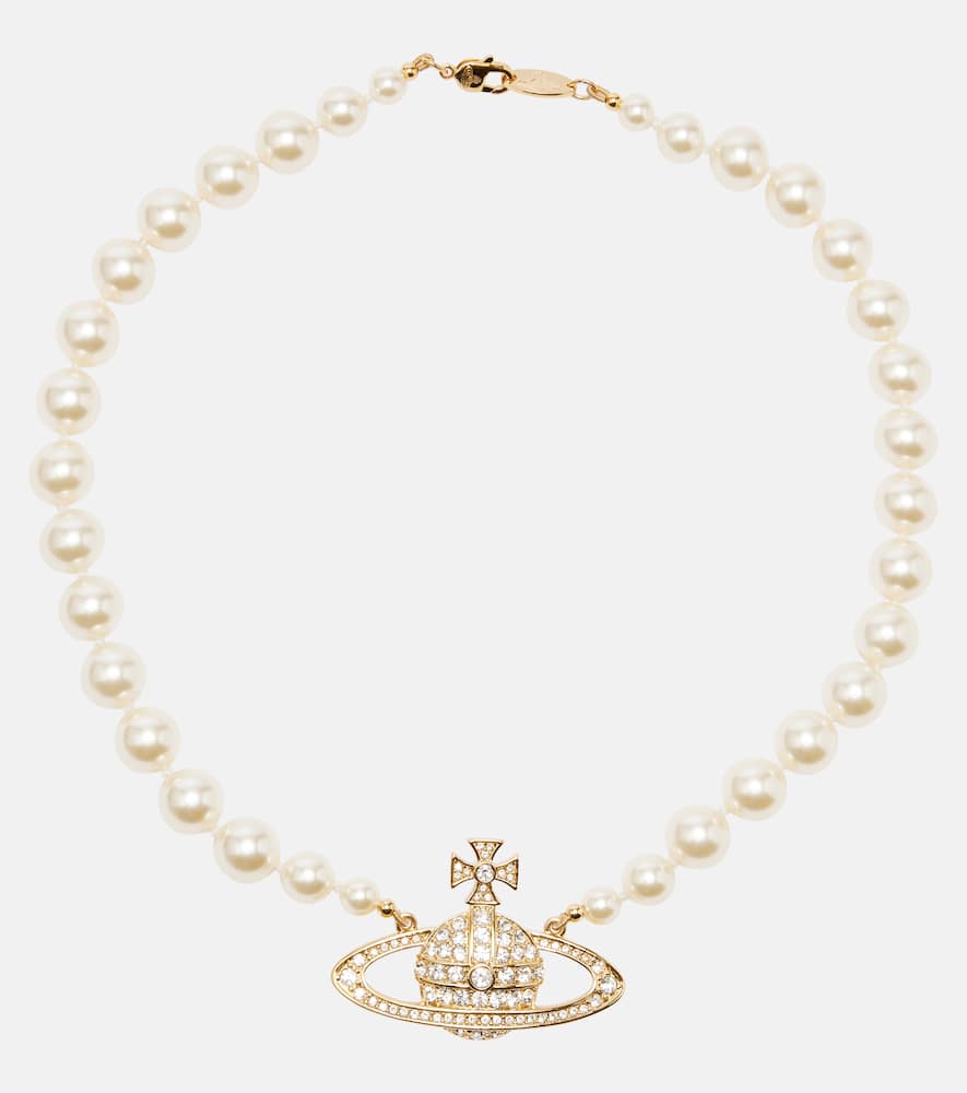 Bas Relief Orb faux pearl choker