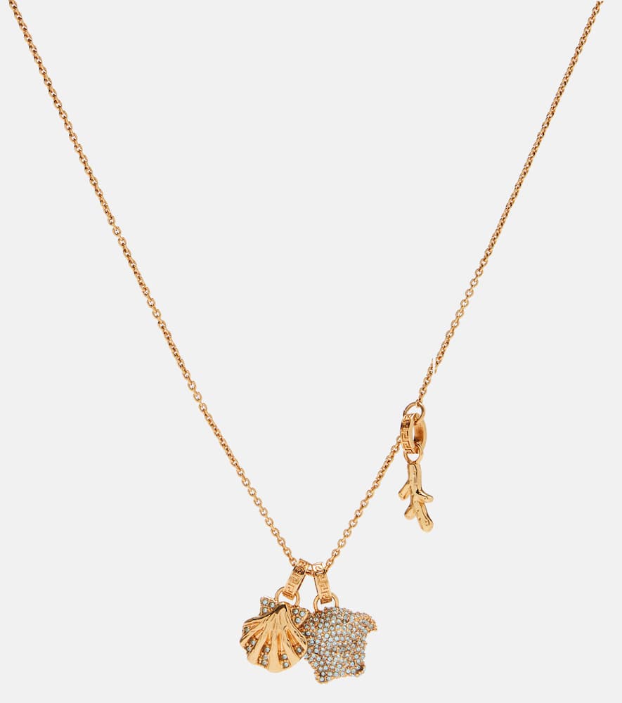 Medusa crystal-embellished charm necklace