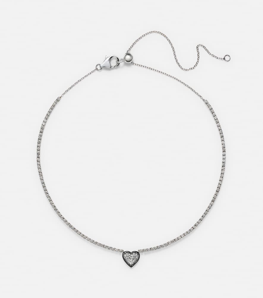 Heart 18kt white gold choker with diamonds