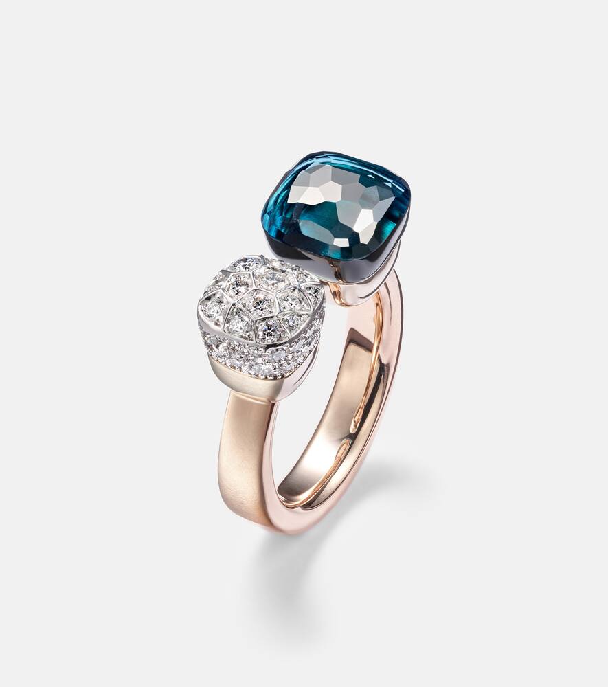 Nudo 18kt gold ring with topaz and diamonds