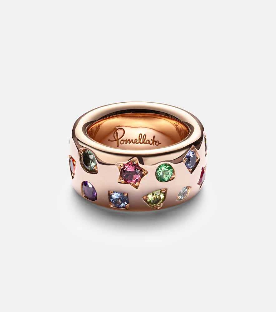 Iconica Large 18kt rose gold ring with gemstones