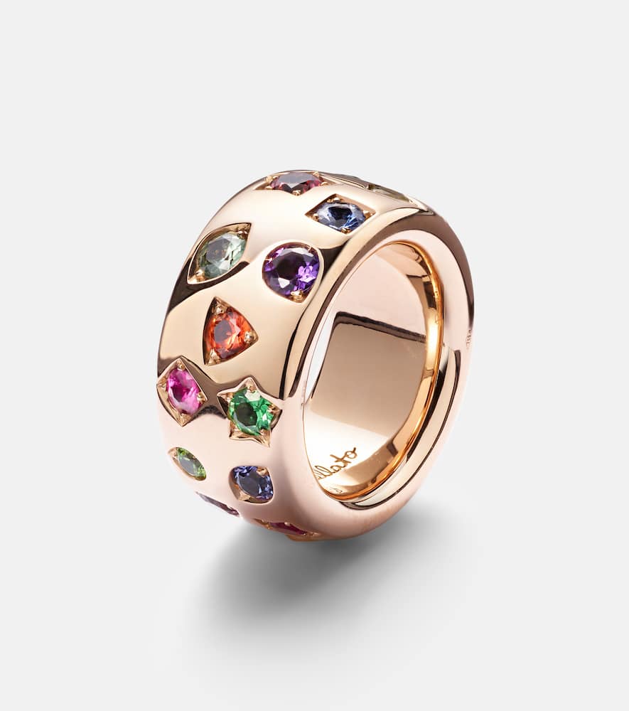 Iconica Large 18kt rose gold ring with gemstones