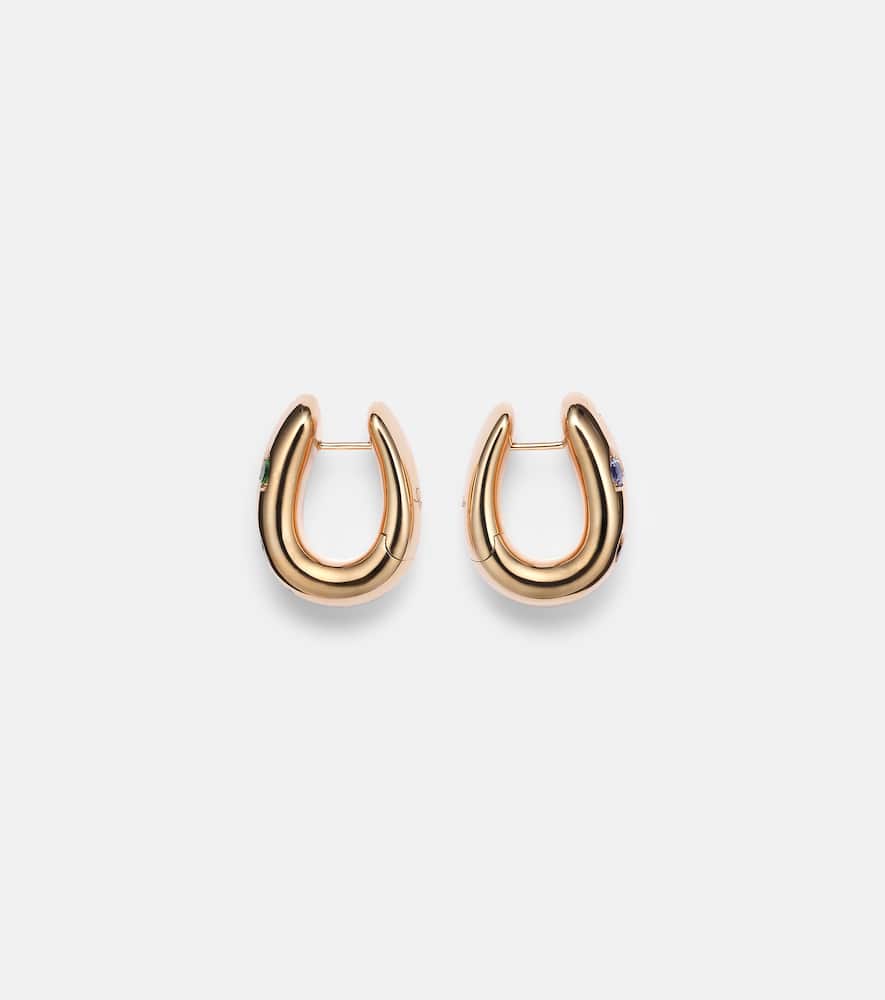 Iconica 18k rose gold hoop earrings with gemstones
