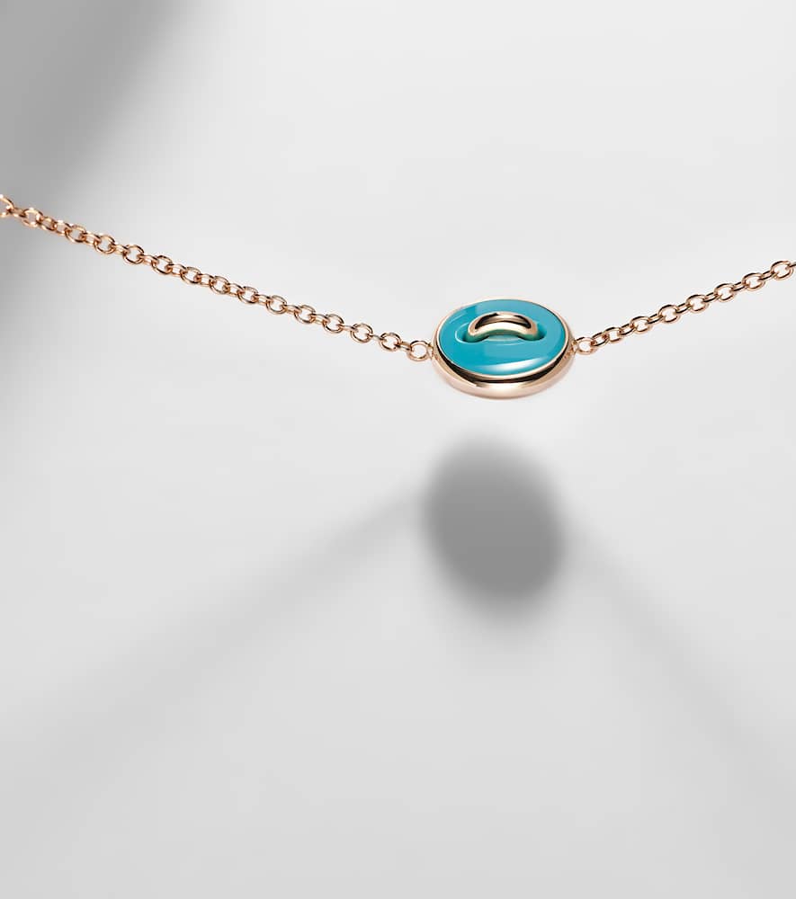 Pom Pom Dot 18kt rose gold pendant bracelet with turquoise and diamonds
