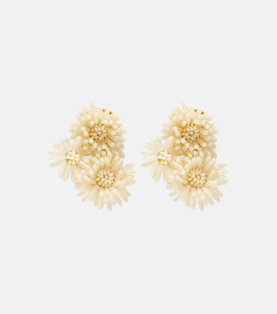 Pompom beaded clip-on earrings
