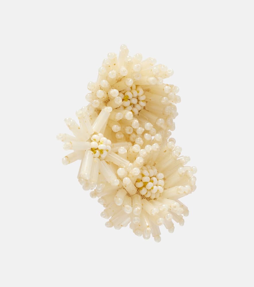 Pompom beaded clip-on earrings
