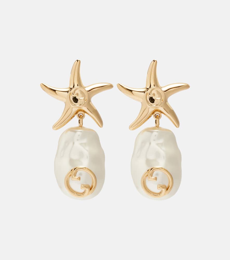 Interlocking G faux pearl drop earrings