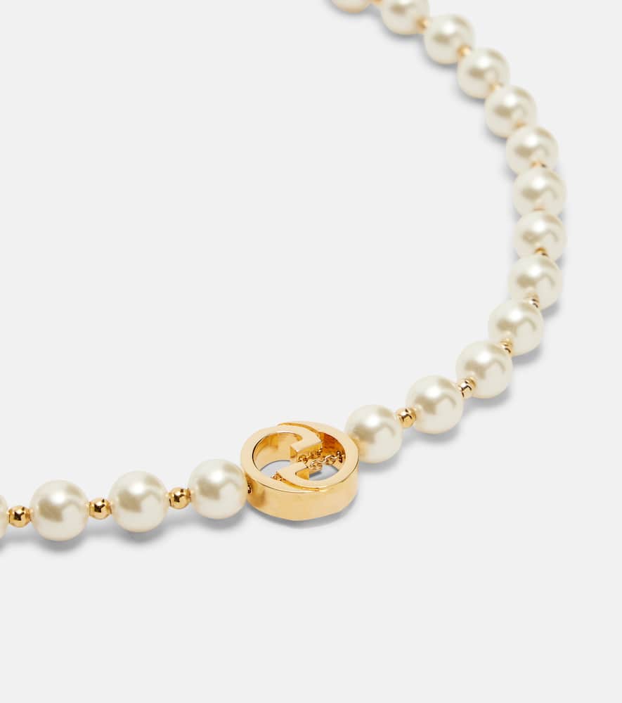 Interlocking G pearl necklace
