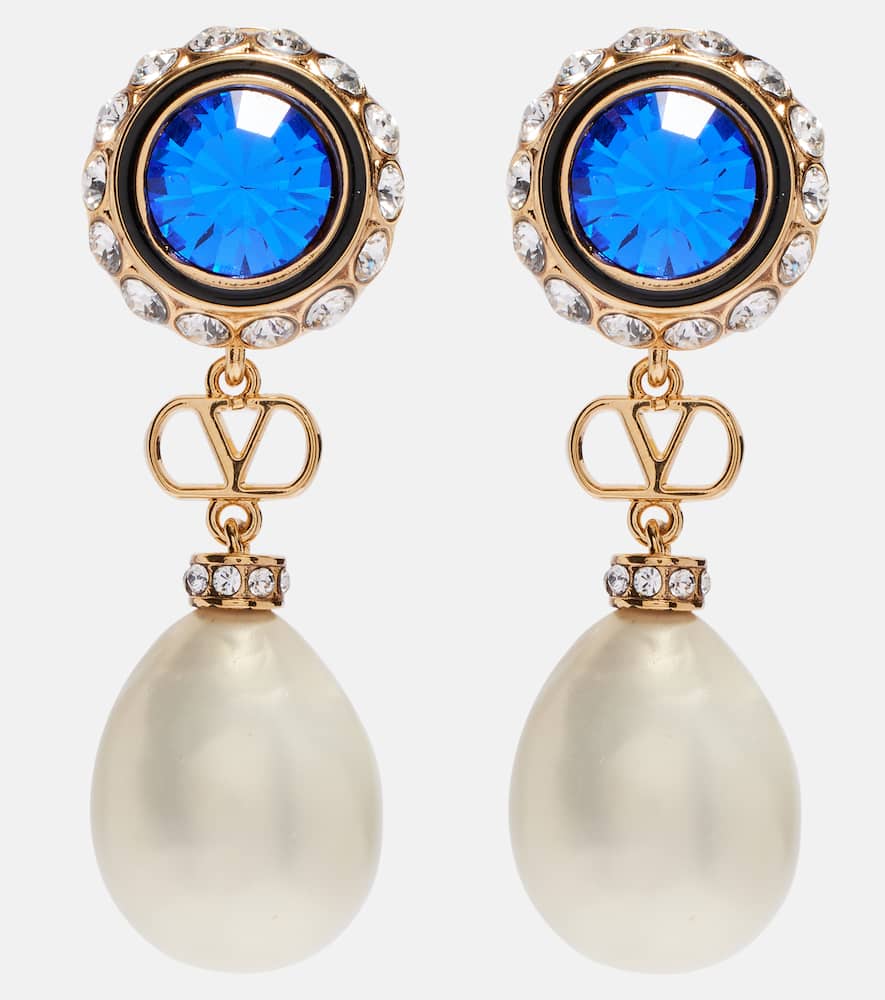 VLogo embellished drop earrings