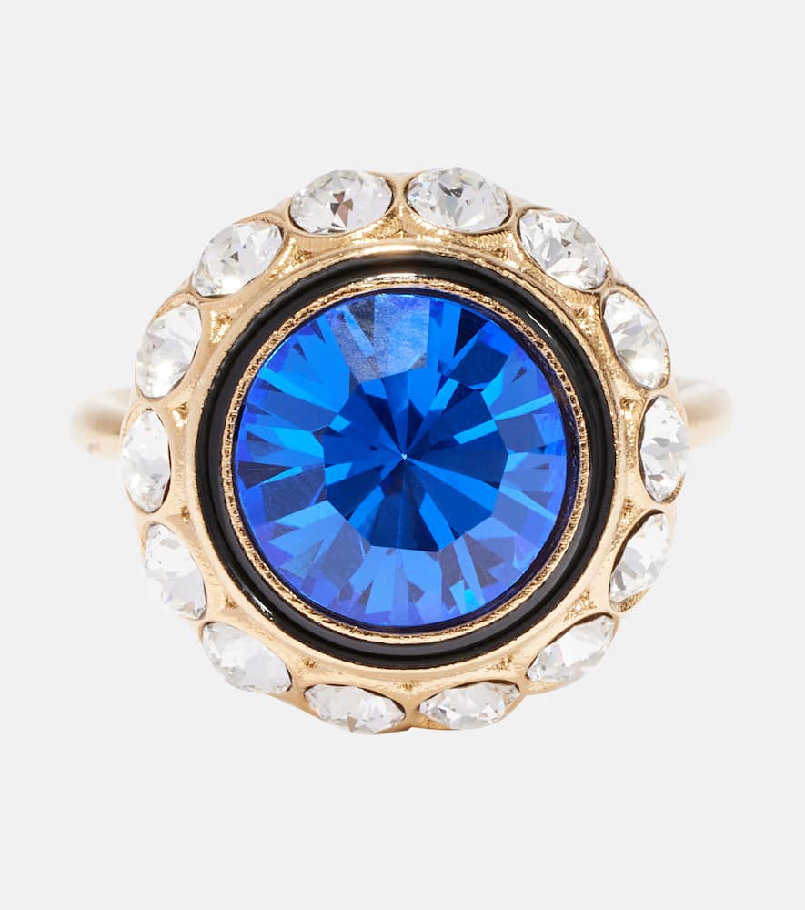 VLogo crystal-embellished ring